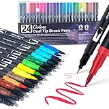 Dual Brush Pen Set: Filzstifte 24 Farben Pinselstifte Marker Fineliner Aquarell Für Bullet Journal,...