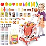 deAO Kinder-Einkaufswagen Trolley Spielset mit vorgetäuschten Lebensmitteln und Zubehör...