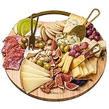 Bambus Käsebrett mit Käsemesser Set 33cm – Servierplatte aus Holz für Käse und Häppchen –...