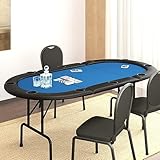 TANZEM Pokertisch Klappbar 10 Spieler Blau 206x106x75 cm, Poker Table, Spieltisch, Blackjack, Poker...