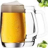 PLATINUX Bierseidel mit Henkel aus Glas Set 2-Teilig 300ml (max. 375ml) Bierkrug Bierkrüge...