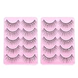 LALADEFIEE 10 Paar Künstliche Bühnenwimpern mit Strass Schwarze Kunstfaser Wimpern Lang Dicht für...