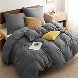 BEDSURE Bettwäsche 135x200 4teilig Anthrazit - 2 Bettbezüge 135x200 cm + 2 Kissenbezüge 80X80 cm,...