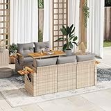 WSJHUHK Möbel, Outdoor-Möbel, Gartenmöbel-Sets, 6-teiliges Gartensofa-Set mit Kissen,...