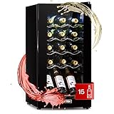 Klarstein Weinkühlschrank, 1 Zonen Getränkekühlschrank Klein, Kleiner Weinschrank 53L,...