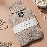 Wärmflasche mit großem Fassungsvermögen, 2 Liter, Wärmbeutel mit Kaschmirbezug, leicht zu...