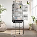 VIVOHOME Vogelkäfig mit 162cm hoch Vogelbauer mit Spieldach & Rollständer Wellensittich Kanarien...
