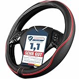 Upgrade4cars Lenkradbezug Rot Schwarz in Leder-Optik | Lenkradhülle Universal 37-38 cm für Sommer...