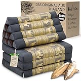 livasia Thaikissen 3 Auflagen Thaiseide - 175x55x8cm - Dreieckskissen mit Klappmatratze,...