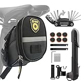 Fahrrad Satteltasche mit Fahrradpumpe und Reparatur Set 16-in-1 Multitools mit Notfallwerkzeug ,...