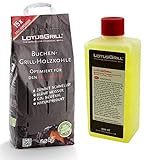 LotusGrill Buchenholzkohle 2,5 kg Sack inkl. LotusGrill Brennpaste 500 ml, beides entwickelt für...