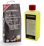 LotusGrill Buchenholzkohle 2,5 kg Sack inkl. LotusGrill Brennpaste 500 ml, beides entwickelt für...