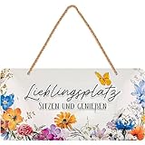 LANOLU Schild Lieblingsplatz Outdoor, Schild Garten, Deko Garten Vintage Schilder, Chill Lounge...