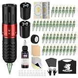 Solong Tattoo Maschine Set 2 Batterien 7 Strokes, Rotary Wireless Tattoo Pen Gun mit LCD Digital,...