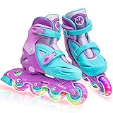 Locavun Verstellbare Inline-Skates für Mädchen, Jungen, Kinder mit leuchtenden Rädern,...