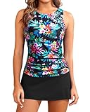 Daci Tankini-Badeanzug für Damen, mit Rock, zweiteilig, Bauchkontrolle, Badeanzug, hoher...