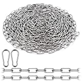 Edelstahlkette Meterware,10m Metallkette mit 2 Karabiner Stahlkette, Kette Edelstahl,1,5 mm Kette...