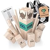 Kubb XXL [Premium] Holz Wikinger Spiel aus Gummibaum Holz – Kubb Hartholz für Erwachsene - mit...