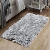 Faux Lammfell Schaffell Teppich 60 x 90 cm, Lammfellimitat Teppich Flauschiger Weicher Fell Teppiche...