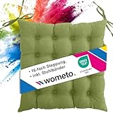 wometo Sitzkissen Stuhl 40x40 Oeko-TEX - grün Sitzpolster Stuhlkissen mit Bändern/Schleifen für...