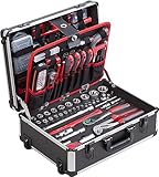 Meister Werkzeugtrolley 230-teilig - Werkzeug-Set - Mit Rollen - Teleskophandgriff/Profi...