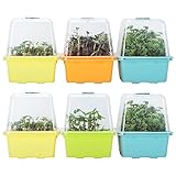 LUVCOSY 6 transparente Microgreens-Tabletts mit Kunststoff-Feuchtigkeitskuppel, BPA-freie...