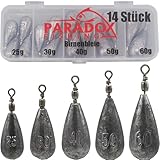 Paradox Fishing Birnenblei Set 14 Stück 25g/30g/40g/50g/60g I Blei Grundblei Angel Gewichte Angeln...