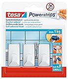 tesa Powerstrips Haken Small ECKIG - Selbstklebender Wandhaken für Glas, Kacheln, Holz, Kunststoff...