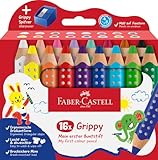 Faber-Castell 110645 Set Grippy, 16 Jumbo Buntstifte für Kleinkinder, leicht abwaschbare Malstifte...