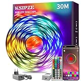 KSIPZE Led Strip 30m RGB LED Streifen mit Fernbedienung Bluetooth Musik Sync Timer-Einstellung...
