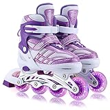 Kinder Inline Skates für Mädchen, verstellbare 4-Größen Inline Rollschuhe mit Allen leuchtenden...