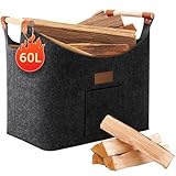 shinfly Holzkorb für Kaminholz 60L, Kaminholzkorb Brennholzkorb Groß für mehr Brennholz im Kamin,...
