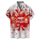 Herren Hemd Weihnachten Lustig, Weihnachtshemd Langarm Hemdjacke Herren Lässig Weihnachtshemden...