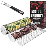 SHIZZO Rollgrillkorb, Stabiler Zylindergrill, Lebensmittelechter Edelstahl, Großer Tragbarer...