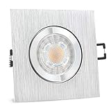 SSC-LUXon QW-2 Einbauspot LED eckig GU10 - für Bad & Aussen in Alu gebürstet inkl. tauschbarem...