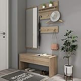 Style home 4tlg. Garderobenset Flurgarderobe Wandgarderobe Holz Komplettgarderobe-Set, inkl....