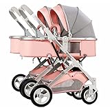 HAQMG Kinderwagen Zwillinge Kinder Buggy Doppelter Kinderwagen Kinderbuggy Klappbar für...