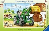 Ravensburger Kinderpuzzle - 06044 Traktor auf dem Bauernhof - Rahmenpuzzle für Kinder ab 3 Jahren,...