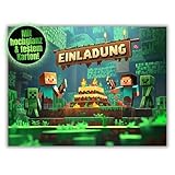 HIDEBLOOM Gaming Einladungskarten Kindergeburtstag Junge und Mädchen - 12 Stück - DIN A6 (10,5 cm...