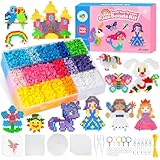 Ufoepv 7150 Stück Bügelperlen Set, Steckperlen 5mm für Mädchen Kinder 23 Farben mit Bügelperlen...