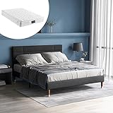 ComfortXL Polsterbett, Doppelbett mit Lattenrost und Lattenrost, gepolstertes Bettgestell, 140 x 200...