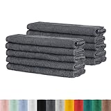 10er Pack Frottier Gästetücher Set 30x50 cm | 100% Baumwolle| 10x Gästetuch Anthrazit