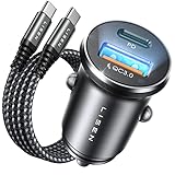 LISEN 54W Zigarettenanzünder USB C PD&QC3.0 12V USB Adapter Auto Ladegerät mit 60W USB C Kabel...