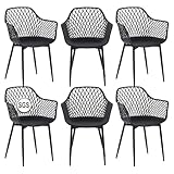 buybyroom Gartenstuhl 6er Set, Outdoor Stuhl mit Armlehne, Armlehnensessel Loungesessel Lehnstühle,...