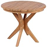MR. DEKO® Gartentisch Burton Teakholz | Beistelltisch rund Ø 60 x 50 cm (DxH) | Tisch...