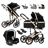 Reenborn Kinderwagen 3 in 1, Buggy mit Zwei Umkehrbaren Schiebemodi, Kinderwagen mit Rahmen...