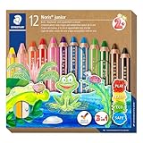 STAEDTLER 3in1 Buntstift Noris junior, Bunt-, Wachsmal- und Aquarellstift, extra bruchsicher, ideal...