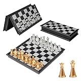 Schachspiel Kinder, 13 × 13cm Reiseschach Magnetisch, Reiseschach Klein, Schachbrett Einklappbar,...