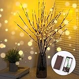 FAOKZE Set Lichterbaum Aussen, Innen 60LEDs Braun wasserdichte Lichterzweige 70CM Warmweißes...