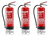 3 Pulver-Feuerlöscher – Protex Pulverfeuerlöscher – 6 kg - für die Brandklassen ABC –...